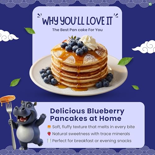 Image of Eat5 Blueberry Pancake Instant Mix 300g | No Maida | No Refined Sugar | Made with Jaggery | High Fibre Breakfast | Makes 8-12 Pancakes