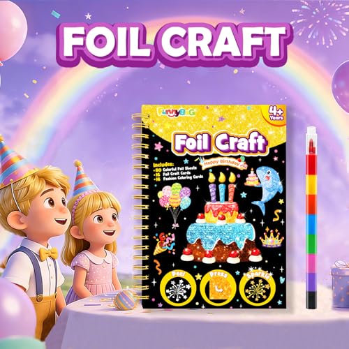 Image of FUNNYB&G Mess-Free Foil Art Craft for Kids Ages 4-10, Kids Birthday Gift