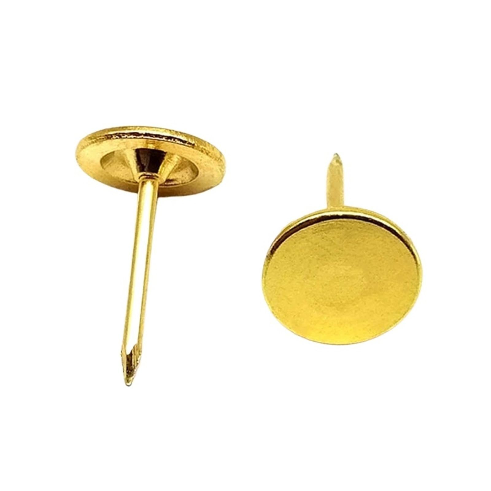 Flat Head Push Pins 50pcs Flat Head Decorative Tack Stud Pushpin Upholstery Nail For Jewelry Chest Gift Case Box Wall Door Sofa Furniture Dia 11mm(Golden)