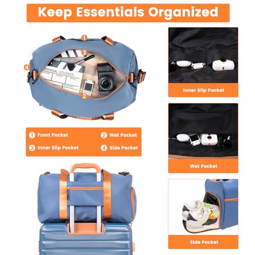 Image of 5-piece Hardside Luggage set,ABS+PC Suitcases With Spinner Wheels | TSA Lock,with Waterproof Underseat Duffel Bag,Packing cubes