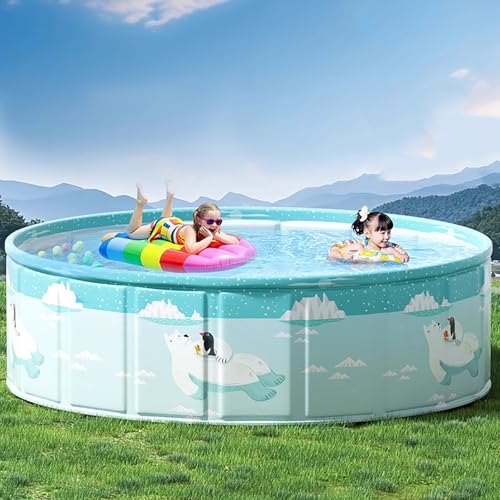 Foldable Non-Inflatable Outdoor Swimming Pool Hard Plastic Shell Framed Kiddie Swimming Pools for Summer Water Party Backyard/Garden/Lawn(1.6m/5ft)