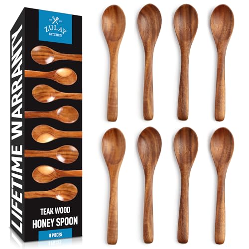 Zulay Teak Wood Honey Spoons Set