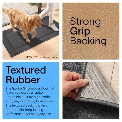 Image of GORILLA GRIP Indoor Door Mat, Rubber Backing Entry Rug 29x17, Dark Gray