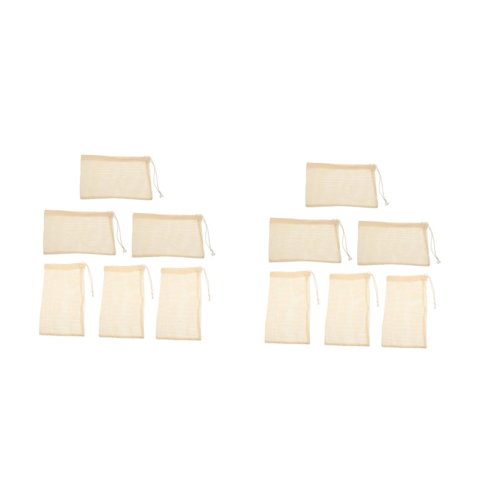 PRETYZOOM 2 Series Bolsa De Malla con Cordón para Frutas Bolsas De Mano Organizador De Lino Manteles para Mesa De Comedor Bolsa De Malla para Comestibles Bolsas 6 Piezas x 2