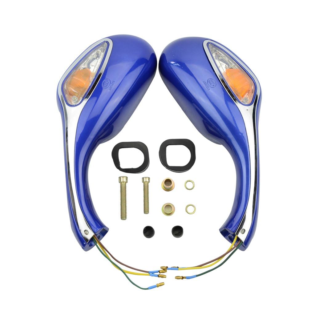 GOOFIT 8mm Motorcycle Rear View Mirror for GY6 50cc 125cc 150cc 250cc Scooter Moped Blue