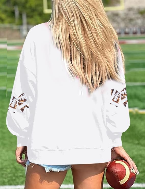 MOUSYA Womens Sequin Football Sweatshirt Game Day Long Sleeve Shirt Sunday Funday Pullover Casual Crewneck Tops - Image 5