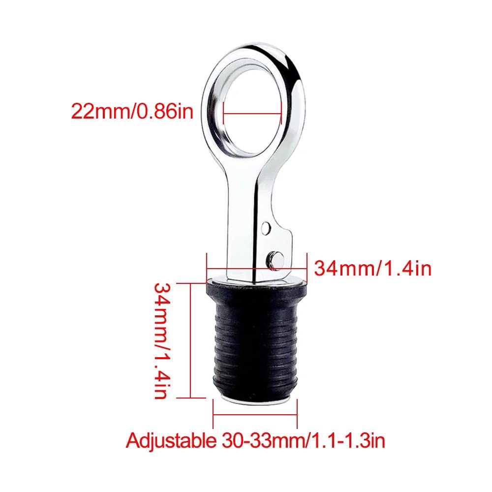 DONGKER Lenzstopfen Boot, 2 Stücke 25mm/ 32mm Marine Ablassstopfen, Ablassschraube mit Edelstahlgriff, Verschlussstopfen Bilgestopfen Schiffszubehör