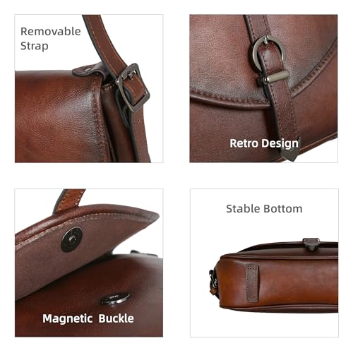 Iswee Genuine Leather Crossbody Bag for Women Lightweight Medium Shoulder Purse with Adjustable Strap Travel Satchel Handbags 6
