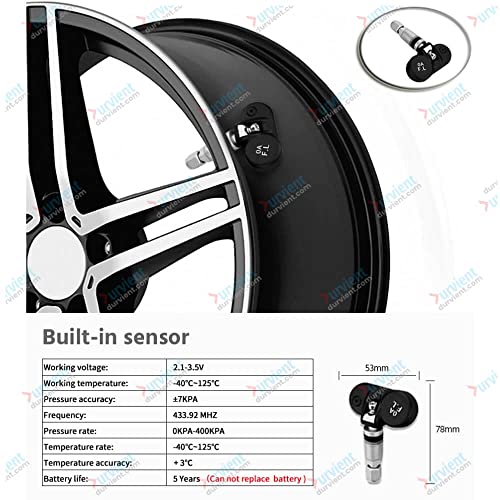 Image of com Solar Powered TPMS Tyre Pressure Monitoring System Dashboard Display (Internal Sensor)