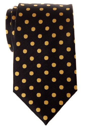 Retreez - Corbata de microfibra para hombre, diseño de lunares (varios colores) amarillo Black with Yellow Dots Talla única