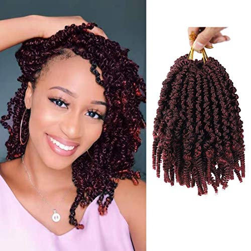 Jenniferita Crochet Hair Bomb Twist Crochet Hair Pre-twisted Ombre Braids Crochet Hair Bomb Twist Hair Extensions(8Inch 6Pack,1B/BUG)