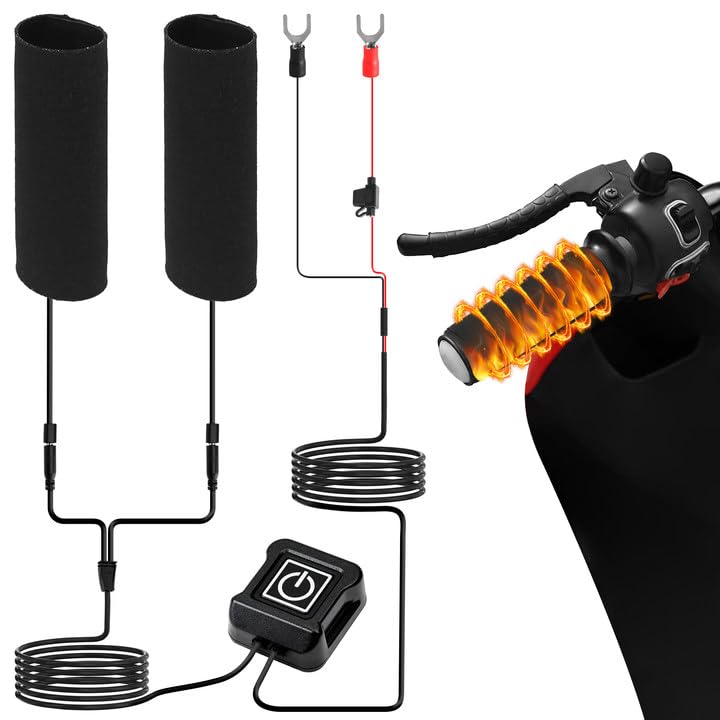 Puños calefactores para motocicleta, 12 V, USB, asas calefactables para invierno, control inteligente de temperatura de tres niveles, barra de mano universal para motocicleta, 1 par