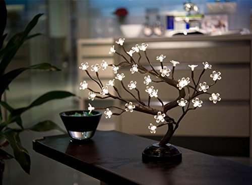 Lightshare 16Inch 36LED Cherry Blossom Bonsai Light, Warm White,Battery Powered and Plug-in DC Adapter (Included),Built-in Timer,DÃ©cor for Home,Festival,Party,Christmas,Night Light