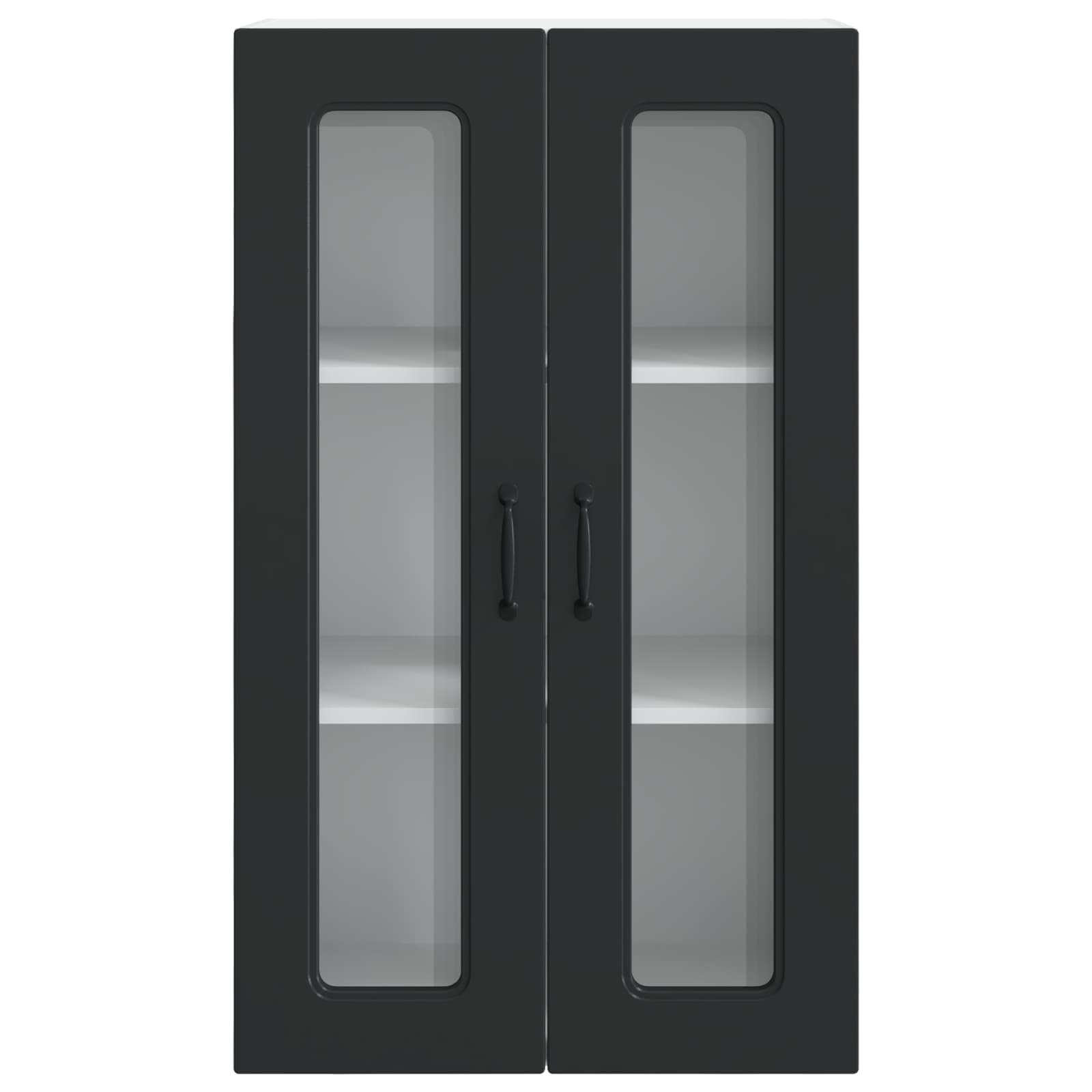 Kalmar Küchenschrank, Schwarz, 60x31x100 cm, Holzwerkstoff, freistehend, Robustes Küchenmöbel mit reichlich Stauraum für Kochutensilien