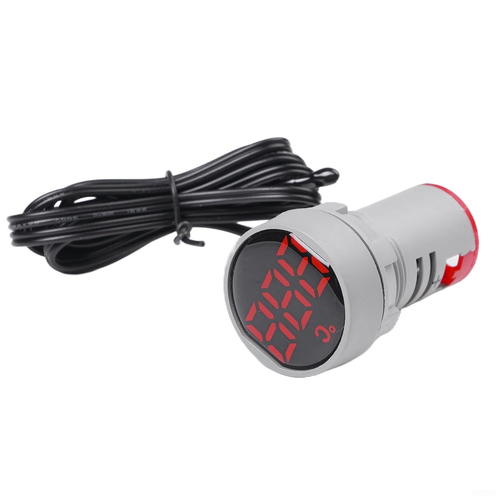 Termómetro digital compacto de 22 mm con LED transparente, indicador de temperatura redondo DC 5V-12V, para sistemas de control rojo (DC5-12V)
