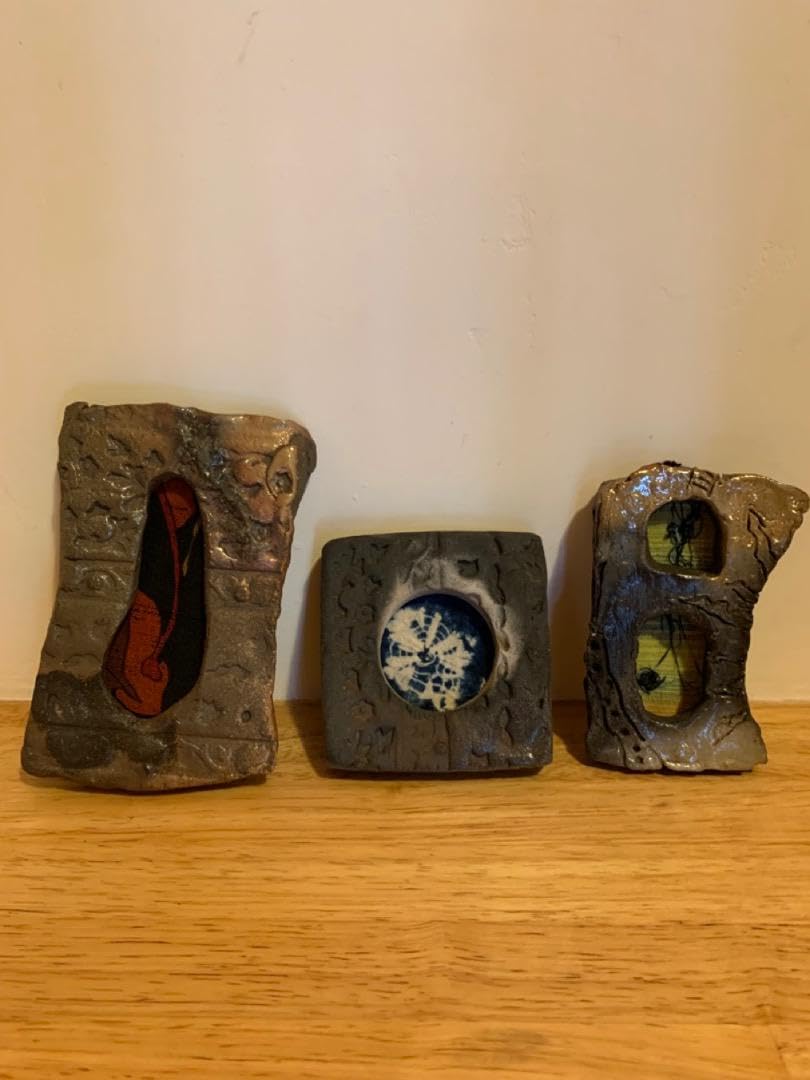 古布173点セット額信楽焼陶製アート美術品壁掛け