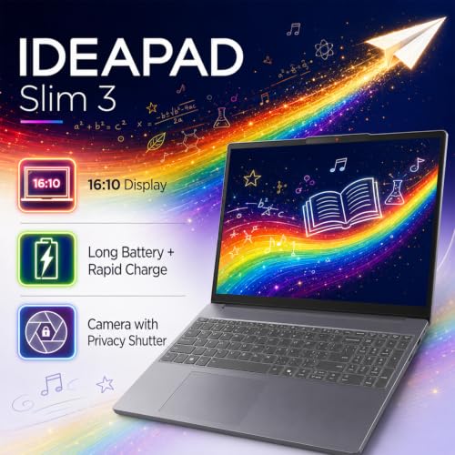 Image of Lenovo IdeaPad 2026 Student Laptop for College, Ultra Slim, 15.3 inch WUXGA Display, Intel Core i7-13620H 10-Core, 16GB DDR5, 512GB SSD, Wi-Fi 6, HDMI, Copilot AI, Win 11 Pro, Rapid Charge (80% in 45 Min)