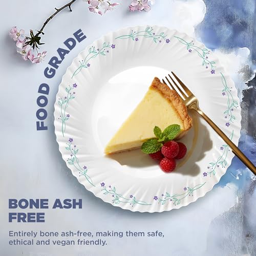 Image of Treo by Milton Opalware Aurelia Murel Dinner Set of 18 | Serving for 6 | Microwave & Dishwasher Safe | Bone-Ash Free | Tempered Toughness | Plates & Bowls | Crockery Set for Dining & Gifting