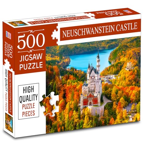 Image of Neuschwanstein Castle(Historical Place) Jigsaw Puzzles for Kids and Childrens - Realistic Illustration Challenging Brain Booster Gifts, Fun and Creative Fun Game - Ages 9+ (500 Pcs)