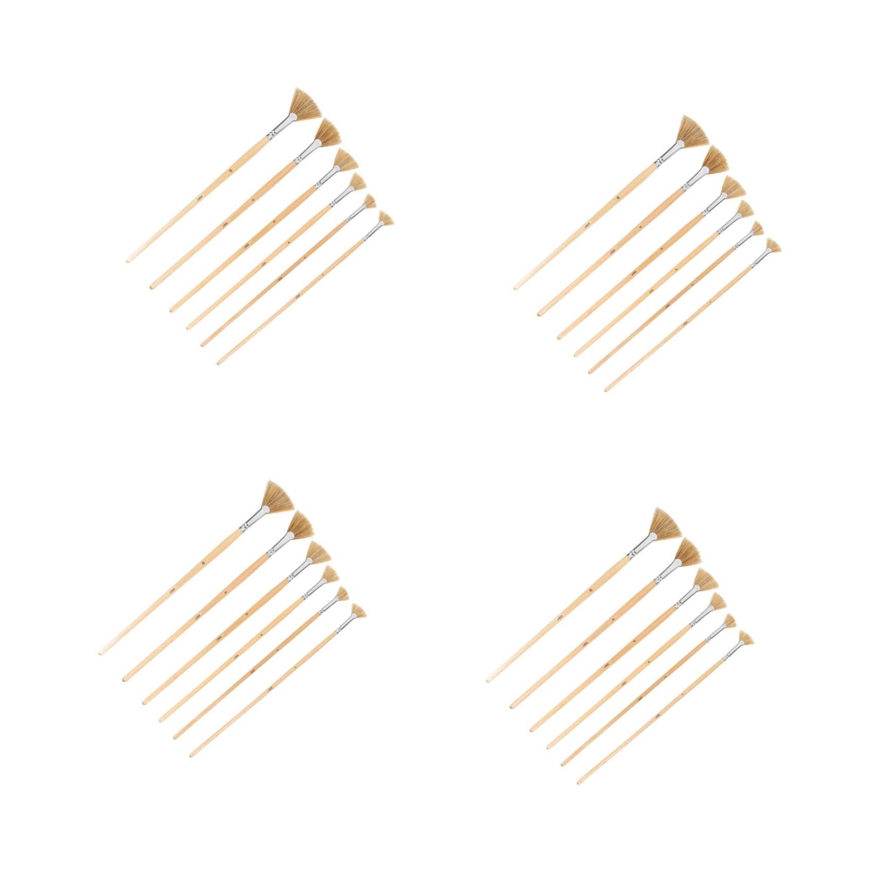OSALADI 4 Ensembles Set De Pinceaux Éventail pour Aquarelle Pinceaux De Peinture Pratiques Et Portables Idéaux pour Artistes Et Débutants 6 Pièces * 4