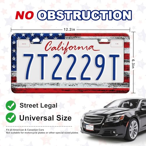 Image of American Flag License Plate Frame 2 Pack Patriotic Plate Holder