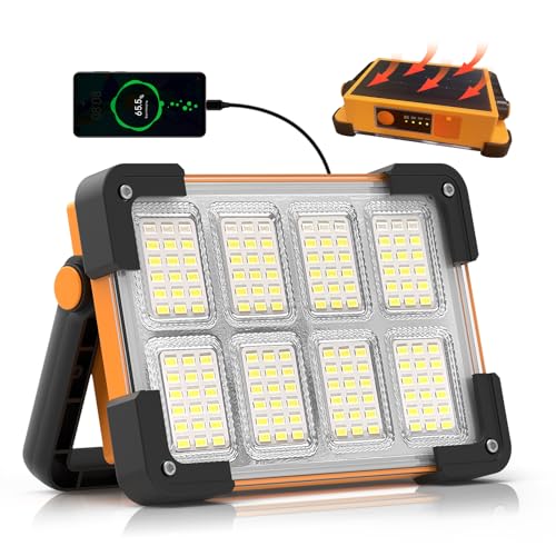 Dancingboar Foco LED Recargable Solar, 4 Modos Luz LED Recargable de Exterior, Impermeable Luz de Trabajo Portátil para Camping, Jardín, Pesca, Garaje, Emergencia