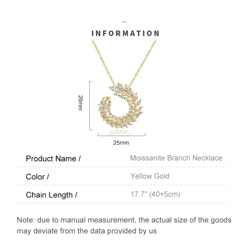 Elegant 14k Gold Wreath Necklace with Moissanite Branches, Sophisticated Laurel Design for Women - Ideal Birthday Gift2