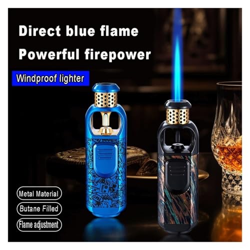 Encendedor de butano resistente al viento con llama azul miniatura 2