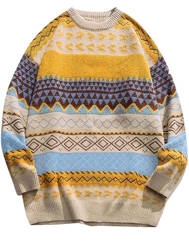 Flygo Men's Vintage Grandpa Sweater Crewneck...