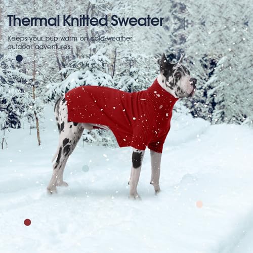 Image of Great Dane Sweater,5XL Extra Large Sweater for Giant Breed Dogs in Winter | Turtleneck Cold Weather Outfit, For Senior & Short-haired Giant Dog Clothes, Elastic Pullover for Saint Bernard,Mastiff