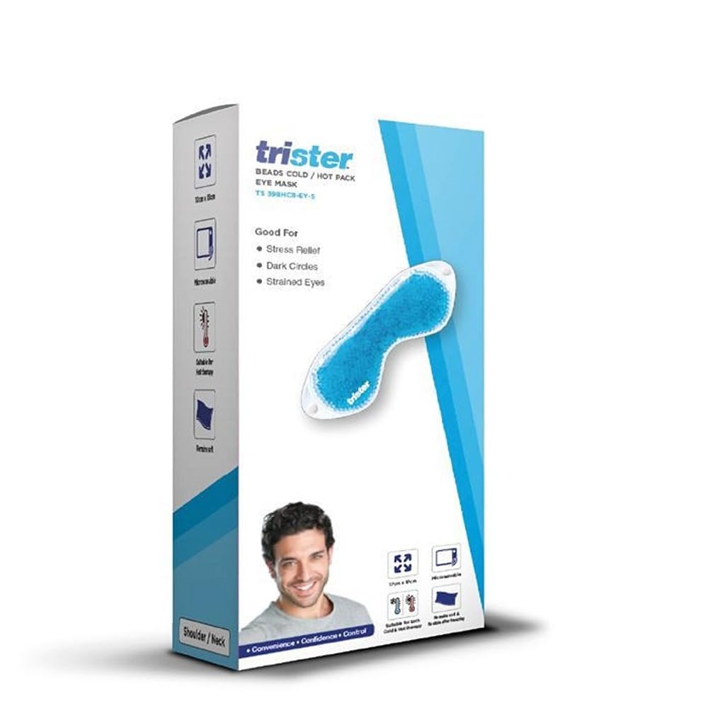 Trister Beads Cold/Hot Pack Eye Mask Small TS‑598HCB‑EY‑S - Soothing Hot or Cold Therapy, Microwavable & Freezable, 17×17 cm, for Stress Relief, Dark Circles & Strained Eyes