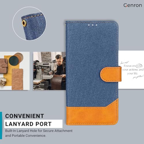 Image of Premium Flip Cover for Samsung A52S | Dual Tone Design Case |360 Protection Denim & Leather Mobile Phone Back Cover for Samsung Galaxy A52S (Blue)
