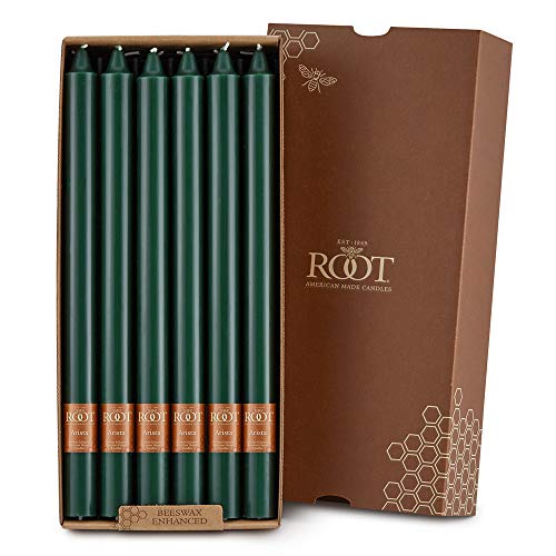 Root Candles Unscented Smooth Arista Candles, Dark Green, 12", 12-Count