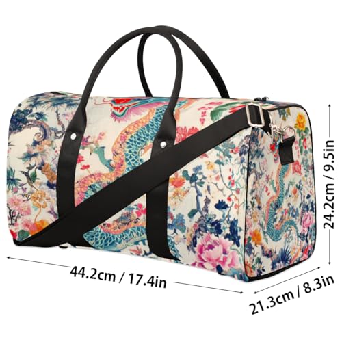 TropicalLife Dragon Travel Duffle Bag for Women Men Japanese Dragon Sports Gym Bag Waterproof Carry on Overnight Weekender Bag4