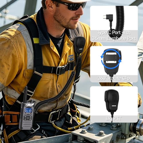 Image of SAMCOM T5G GMRS Walkie Talkies with Case Holder AI Noise Reduction FM | Roger Beep NOAA Weather Alert IP67 Dustproof Waterproof USB-C Dual Charing Base Group Call Commercial 2 Pack