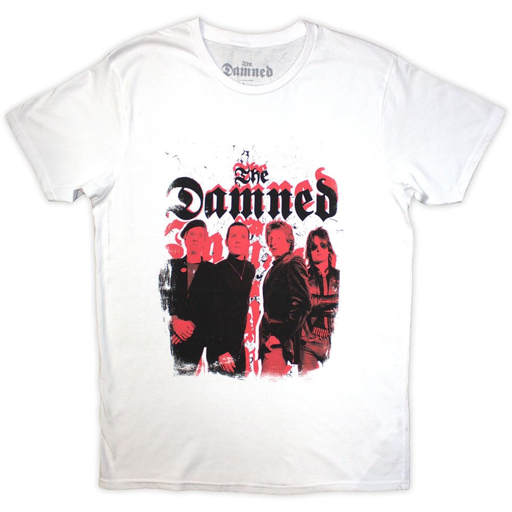 Rock Off officially licensed products The Damned Repeat Logo Photo T Shirt M White