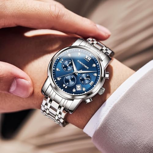 Image of PINDOWS Watch for Men Big Dial Analog Digital Black Silicone Sport Multifunction Luminous LED Dial Waterproof Watches Fashion Wristwatches