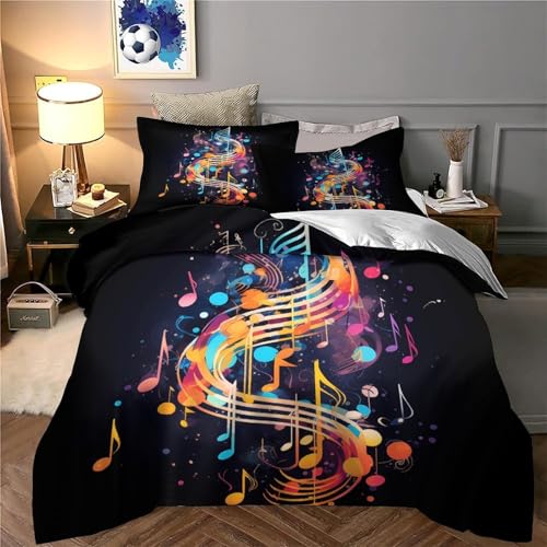 Ensemble de literie music notes infroissable et doux parure lit microfibre résistante 220x240cm - 6