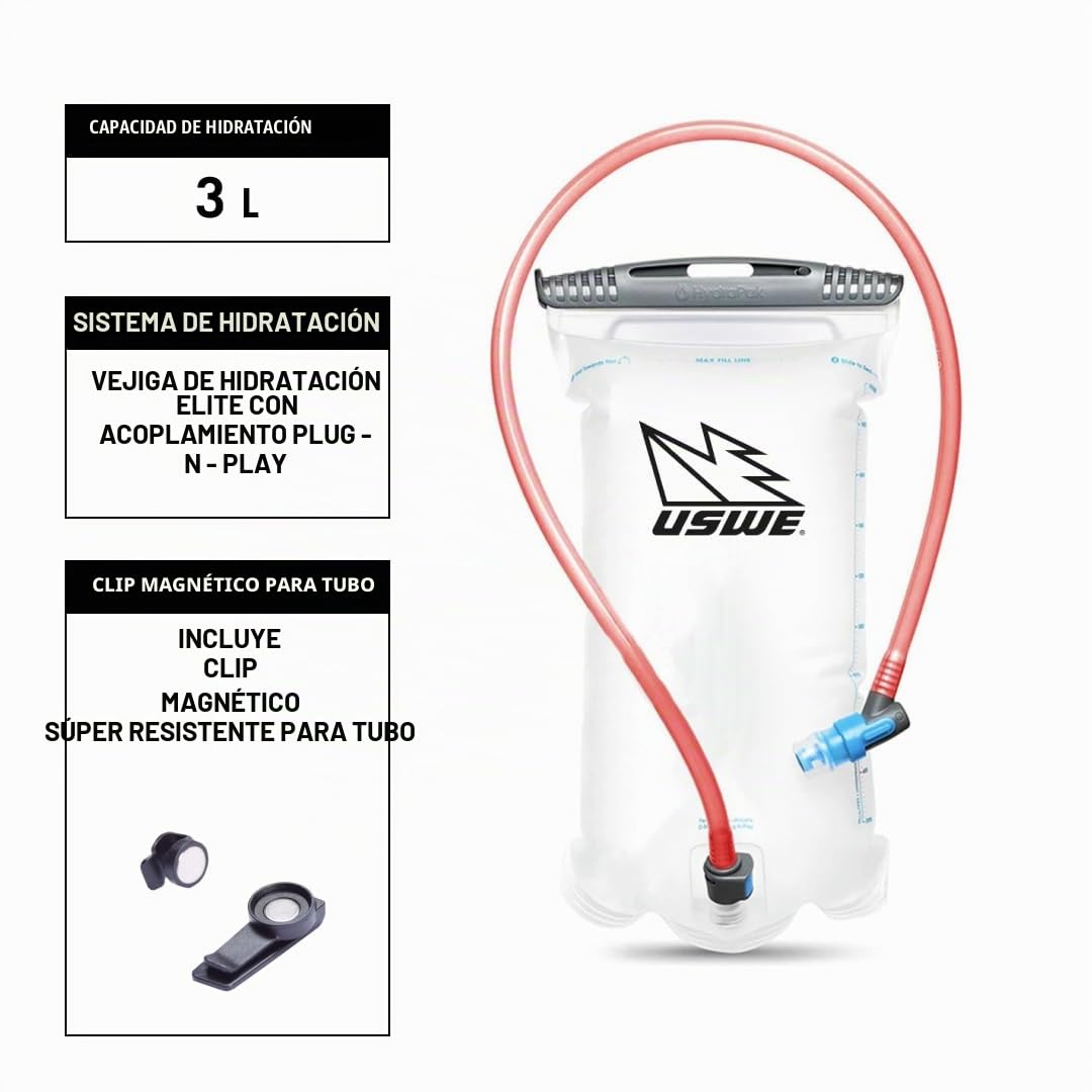 USWE Raw Mochila de hidratación con Bolsa de Agua de Gama Alta sin Rebote para Moto Enduro y Todo Terreno