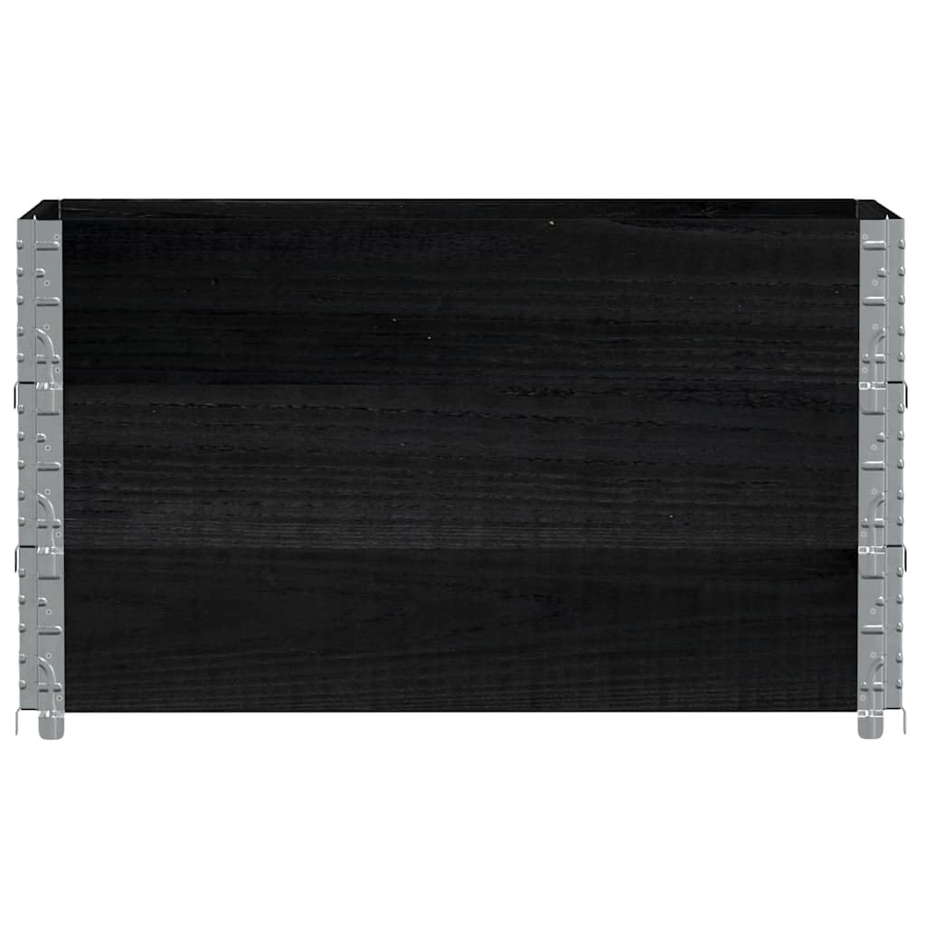 Ramki na palety, 3 szt., czarne, lite drewno sosnowe, 100 x 50 x 60,5 cm, możliwość układania w stos, z ocynkowanymi zawiasami, do magazynu, logistyki, transportu i zabezpieczenia ładunku