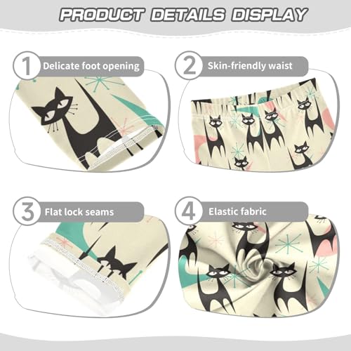 Colorful Modern Cat Silhouette Girls Leggings,Workout Leggings for Girls Toddler Athletic Leggings Size for 3-10T3