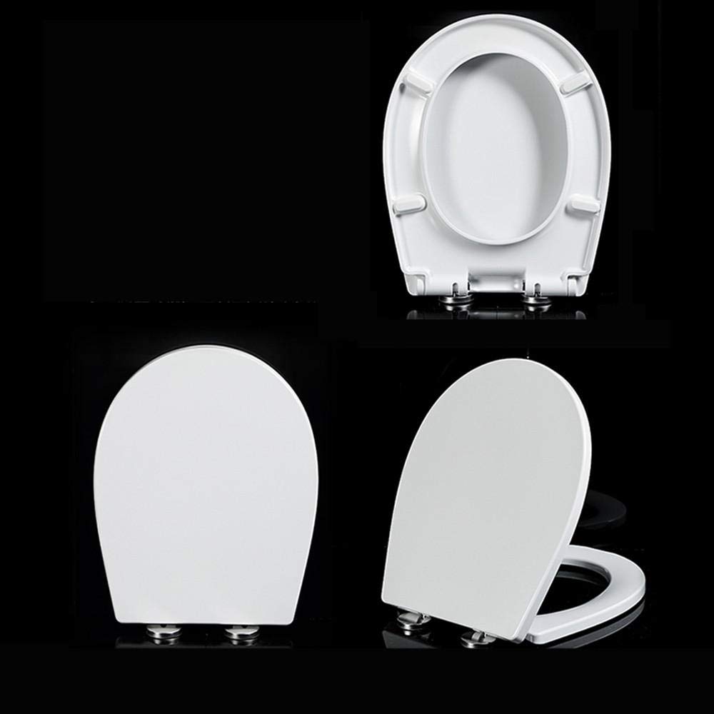 WC-Sitz, WC-Sitze mit Absenkautomatik, weiß, Schnellverschluss, verstellbare Scharniere, Befestigung Oben/unten, Toilettendeckel, antibakterielles Urea-Formaldehyd-Harz-O-1