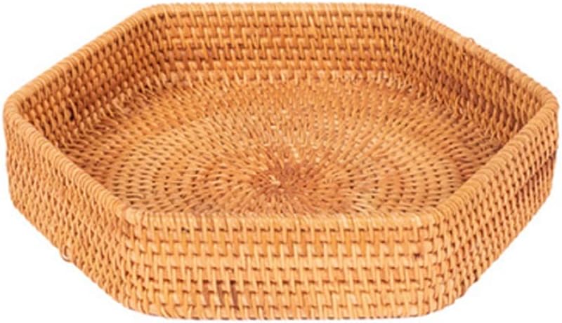 Sundries Storage Box Desktop Cosmetic Storage Storage Basket Household Rattan Kitchen Organizing Box Bread Box (Size : 25cm) (22cm)