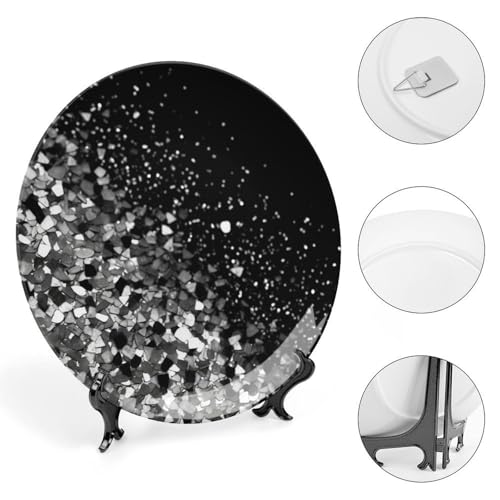 Plato decorativo blanco con glitter y soporte 7 pulgadas miniatura 4