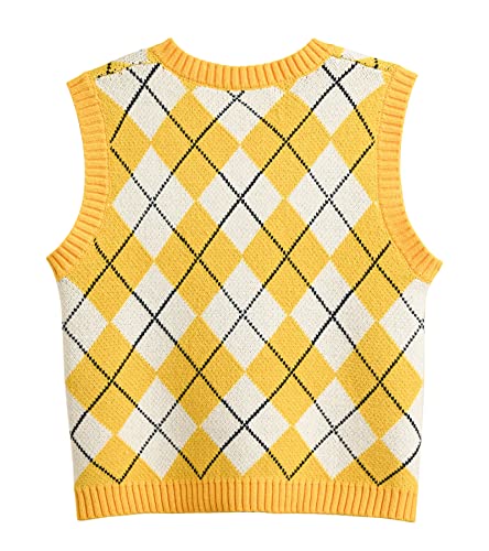 Image of Women's Sweater Vest,Y2K Sleeveless Pattern Preppy Style Knitted Crop Tank Top for Girl