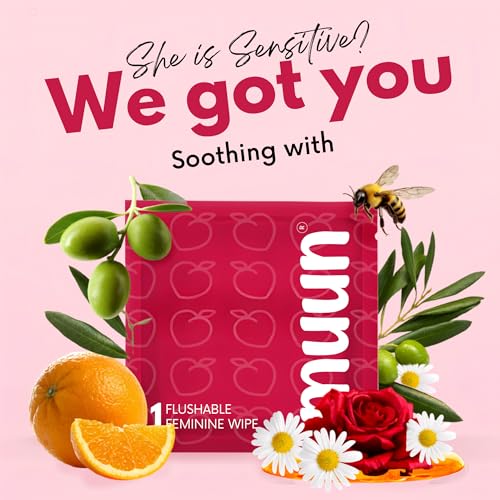 Image of Muun Feminine Wipes Flushable - 50 Counts Individual Vaginal Wipes Ph Balance, Anti Itch Deodorant Hygiene Wrapped Personal Cleansing, Wet Wipes for Intimate, Butt