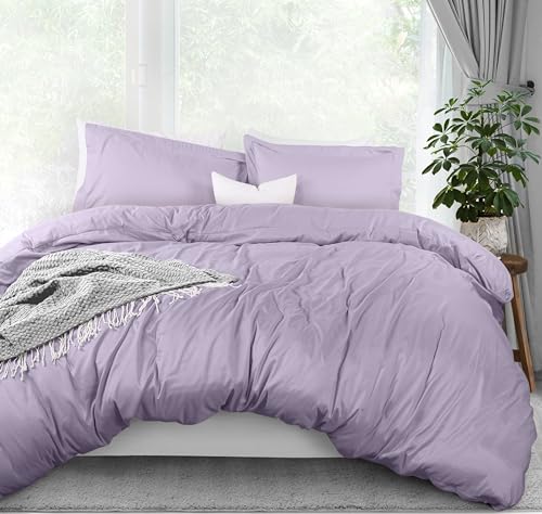 Utopia Bedding Duvet Cover Full Size - 3 Piece with Zipper Closure - 1 Comforter Cover 80X90 Inches & 2 Pillow Shams 20X26 Inches (Lavender) Comforter Not Included
