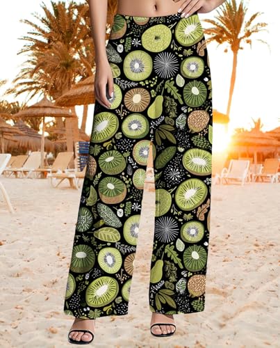 Womens Floral Print Palazzo Pants Casual High Waist Wide Leg Long Trousers Lightweight and Comfortable Trendy Pant4