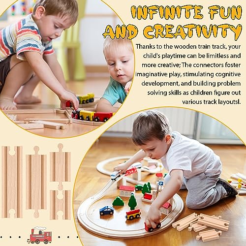 liliful pack of 8 wood train track expansion packs compatible with most train tracks 2 sizesmixed straight