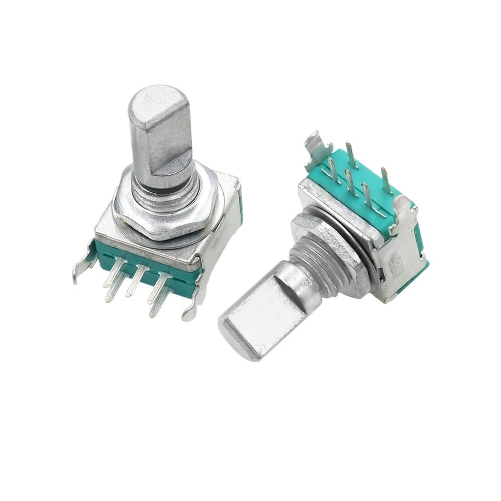 IDGTTLDF 1pc Right Angle EC11 360 Degree Rotary Encoder with switch Digital Potentiometer Half axis 15mm 5PIN